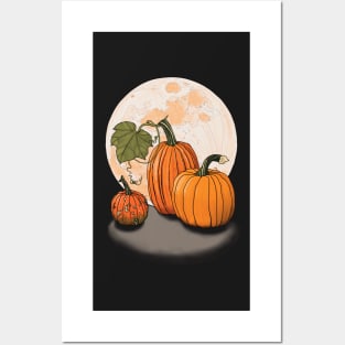 Pumpkin Moon  dark background Posters and Art